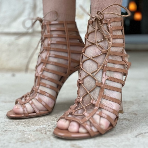 Gianvito Rossi Gladiator Heels‎ Lace Up Cage Stiletto Sandals Size 36 - Picture 10 of 12